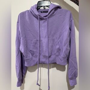 Zara purple cropped Hoodie size medium